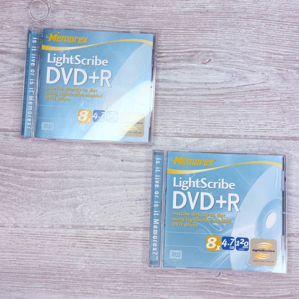 Memorex LightScribe DVD+R 2 Pack NEW SS w/ Standard Jewel Cases 8x 4.7GB 120min